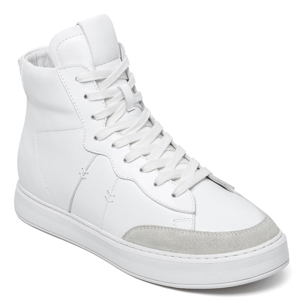 7CM / 2.76 InchesCMR CHAMARIPA Men's Height Increasing Boots - Off-White Leather Casual Boots