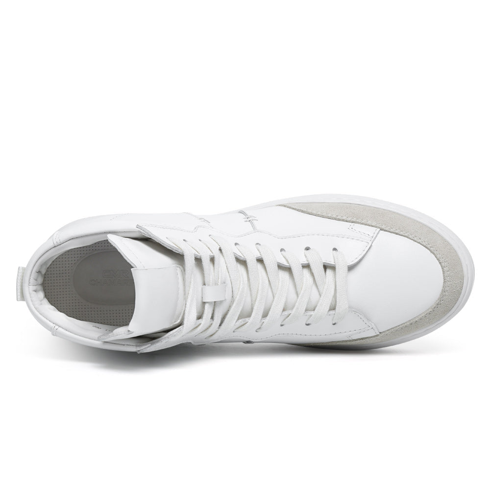 7CM / 2.76 InchesCMR CHAMARIPA Men's Height Increasing Boots - Off-White Leather Casual Boots