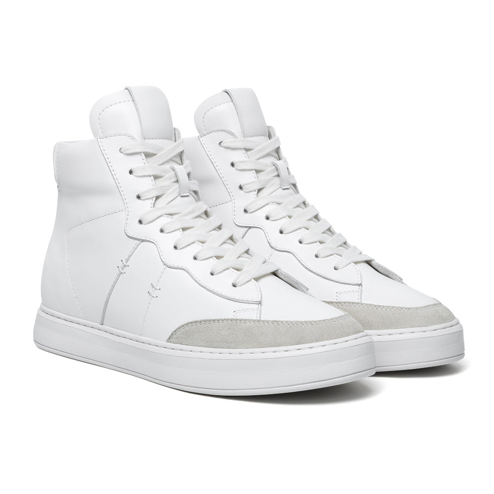 7CM / 2.76 InchesCMR CHAMARIPA Men's Height Increasing Boots - Off-White Leather Casual Boots