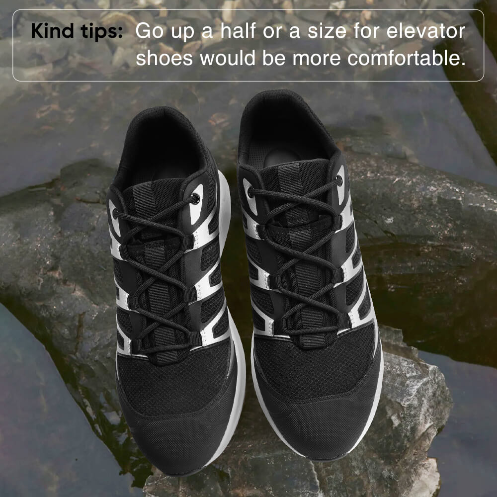 7CM / 2.76 Inches CMR CHAMARIPA Men's Shoes With Higher Heels | Black Breathable Mesh Taller Sneakers