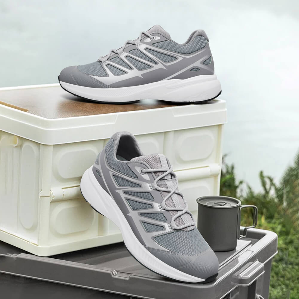 7CM / 2.76 Inches CMR CHAMARIPA Elevator Sneakers For Men | Grey Mesh Lightweight Sneakers