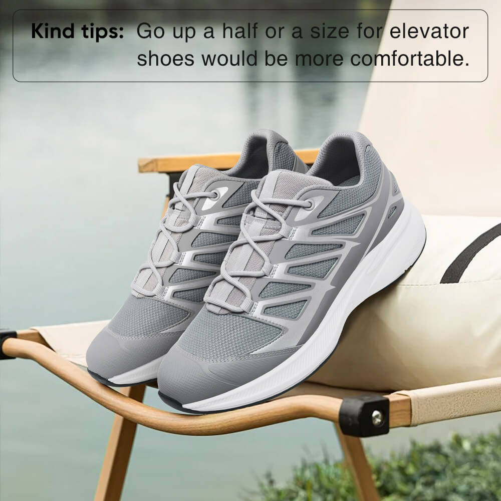 7CM / 2.76 Inches CMR CHAMARIPA Elevator Sneakers For Men | Grey Mesh Lightweight Sneakers