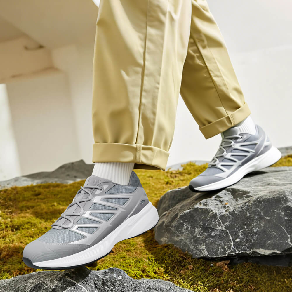7CM / 2.76 Inches CMR CHAMARIPA Elevator Sneakers For Men | Grey Mesh Lightweight Sneakers