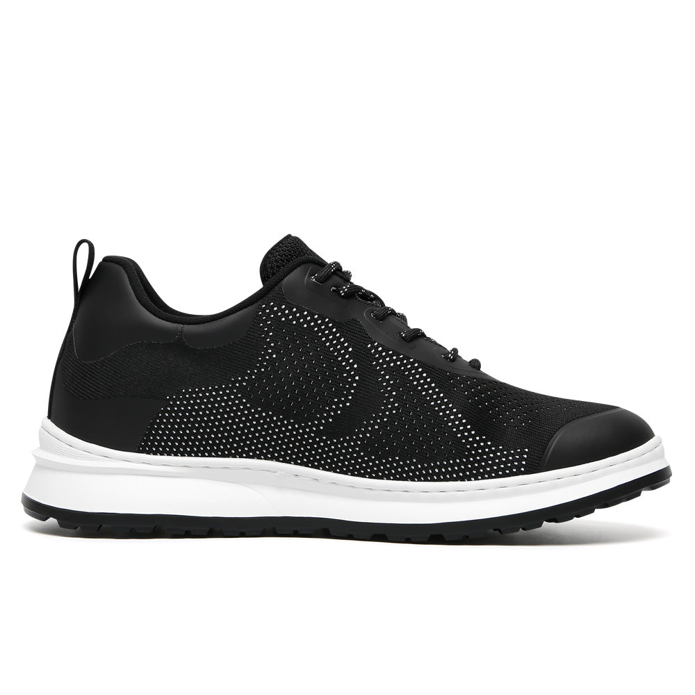 7CM / 2.76 InchesCMR CHAMARIPA Men's Invisible Height Increase Shoes - Black Knit Casual Height Trainer
