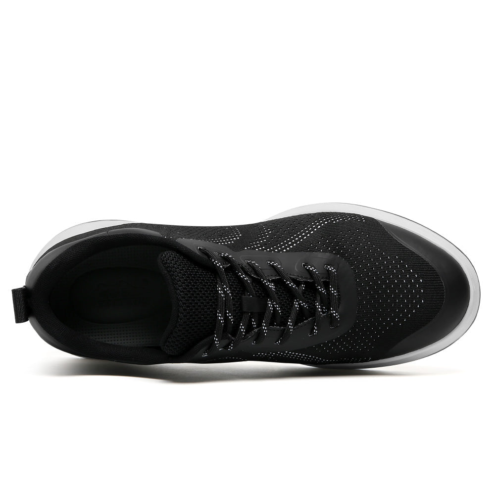 7CM / 2.76 InchesCMR CHAMARIPA Men's Invisible Height Increase Shoes - Black Knit Casual Height Trainer