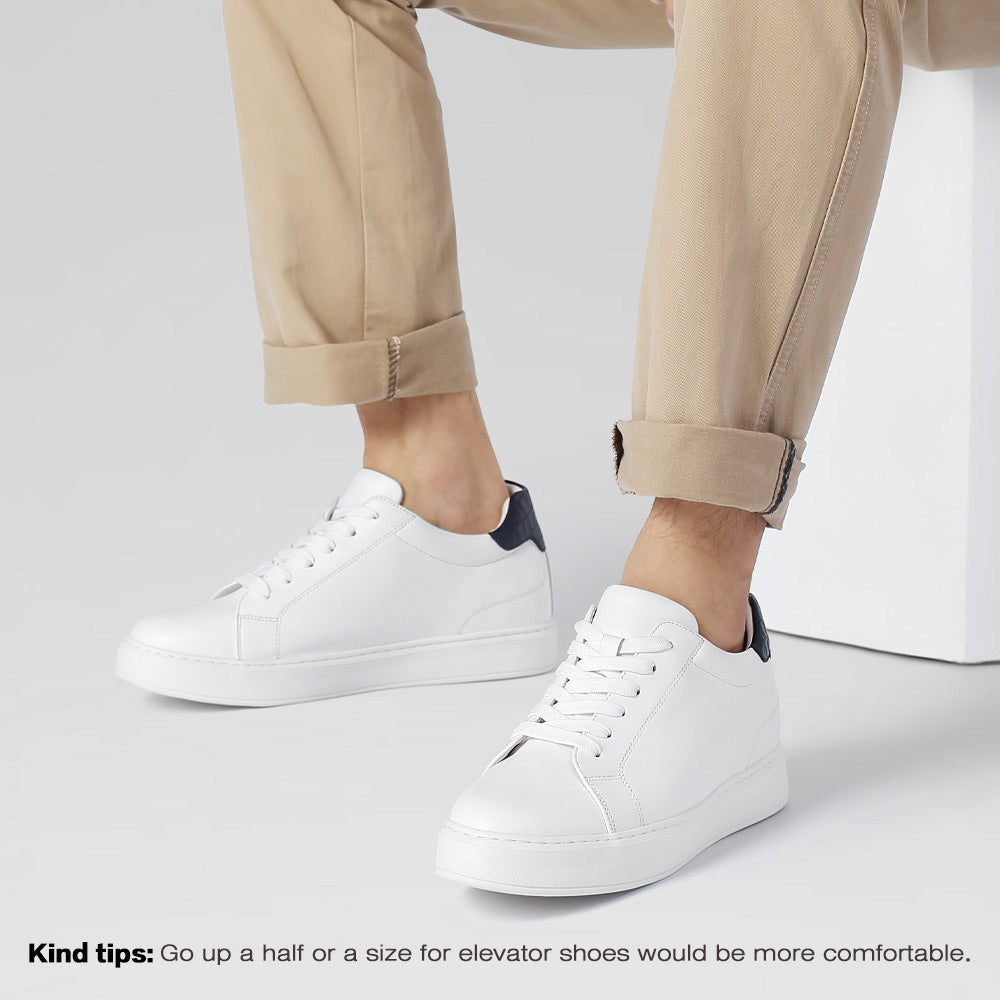 6 CM/2.36 Inches CMR CHAMARIPA White Leather Height-Boosting Casual Shoes