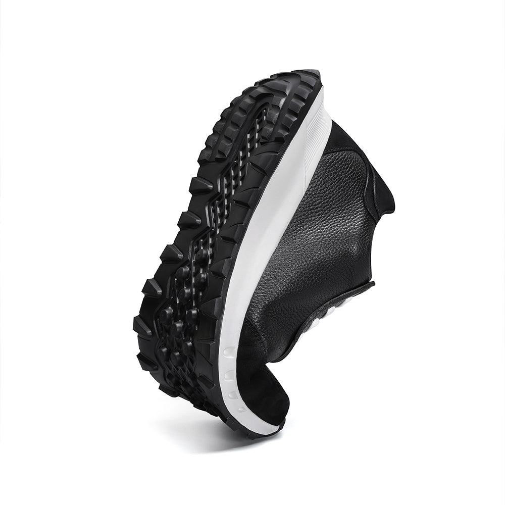 8CM / 3.15 Inches CMR CHAMARIPA Men's Height Increasing Shoes For Men | Black Leather Casual Elevator Sneakers