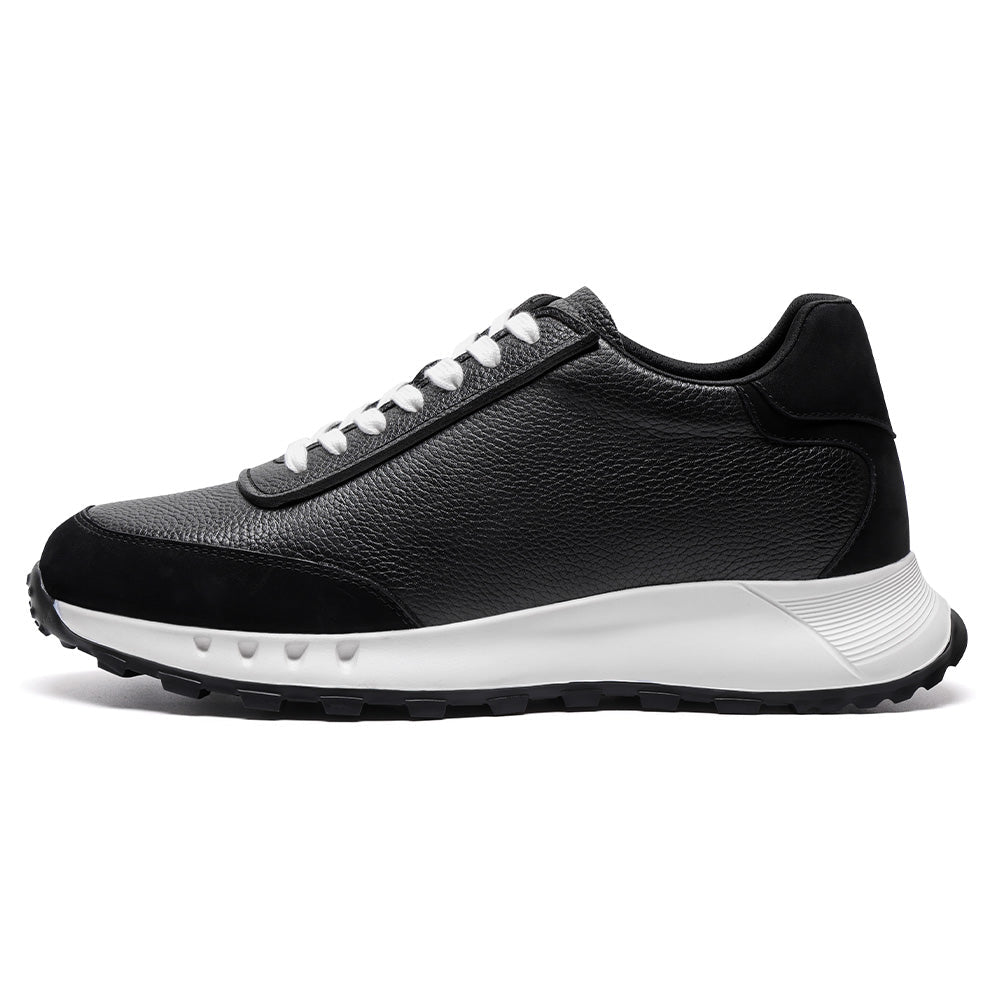 8CM / 3.15 Inches CMR CHAMARIPA Men's Height Increasing Shoes For Men | Black Leather Casual Elevator Sneakers