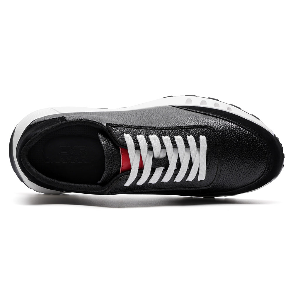 8CM / 3.15 Inches CMR CHAMARIPA Men's Height Increasing Shoes For Men | Black Leather Casual Elevator Sneakers