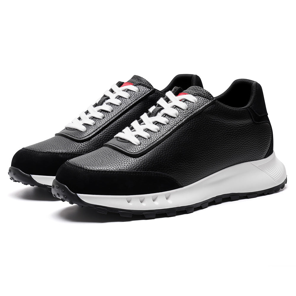 8CM / 3.15 Inches CMR CHAMARIPA Men's Height Increasing Shoes For Men | Black Leather Casual Elevator Sneakers