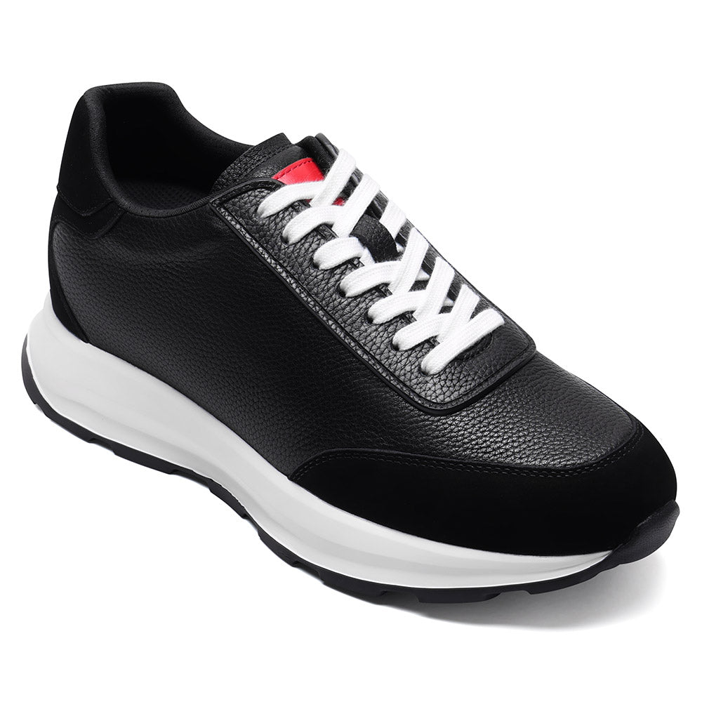8 CM / 3.15 Inches CMR CHAMARIPA Sneakers With Height For Men | Black Leather Trainers