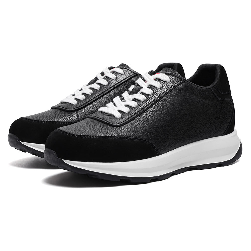 8 CM / 3.15 Inches CMR CHAMARIPA Sneakers With Height For Men | Black Leather Trainers