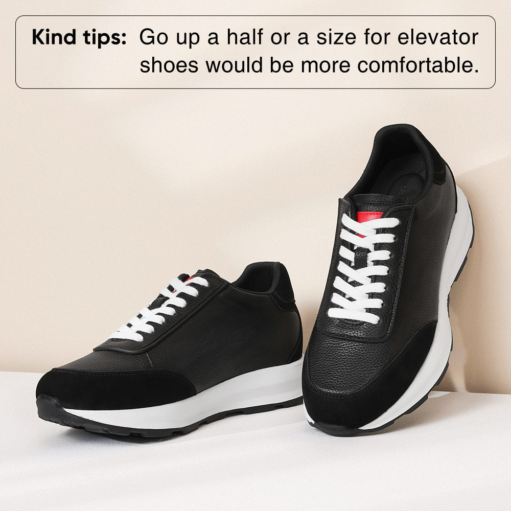 8 CM / 3.15 Inches CMR CHAMARIPA Sneakers With Height For Men | Black Leather Trainers