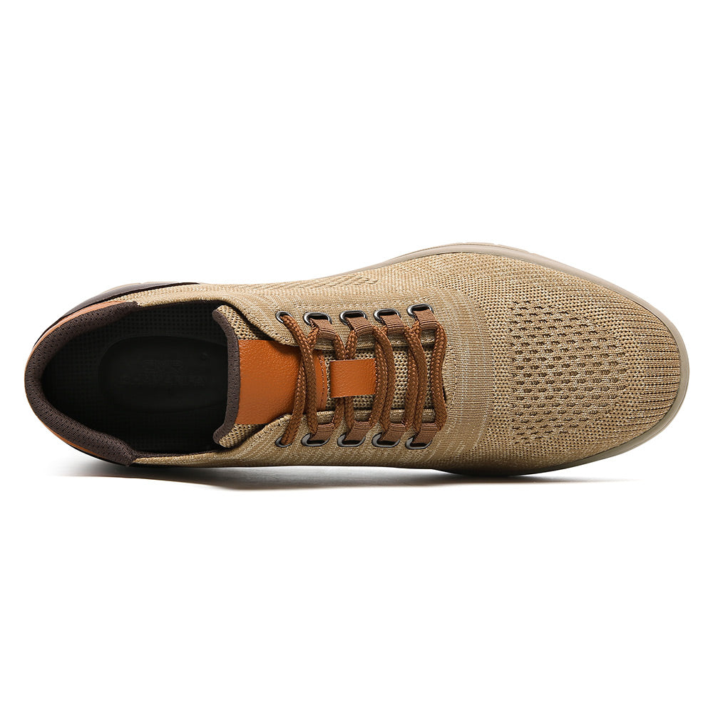 6CM / 2.36 Inches CMR CHAMARIPA Best Elevator Shoes For Men - Khaki Knit Casual Shoes