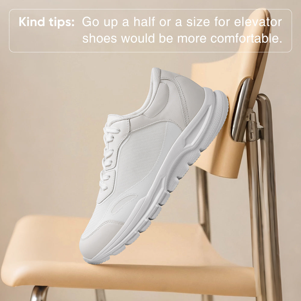 7 CM / 2.76 Inches CMR CHAMARIPA Elevator Shoes For Men | Off-White Breathable Mesh Sneakers