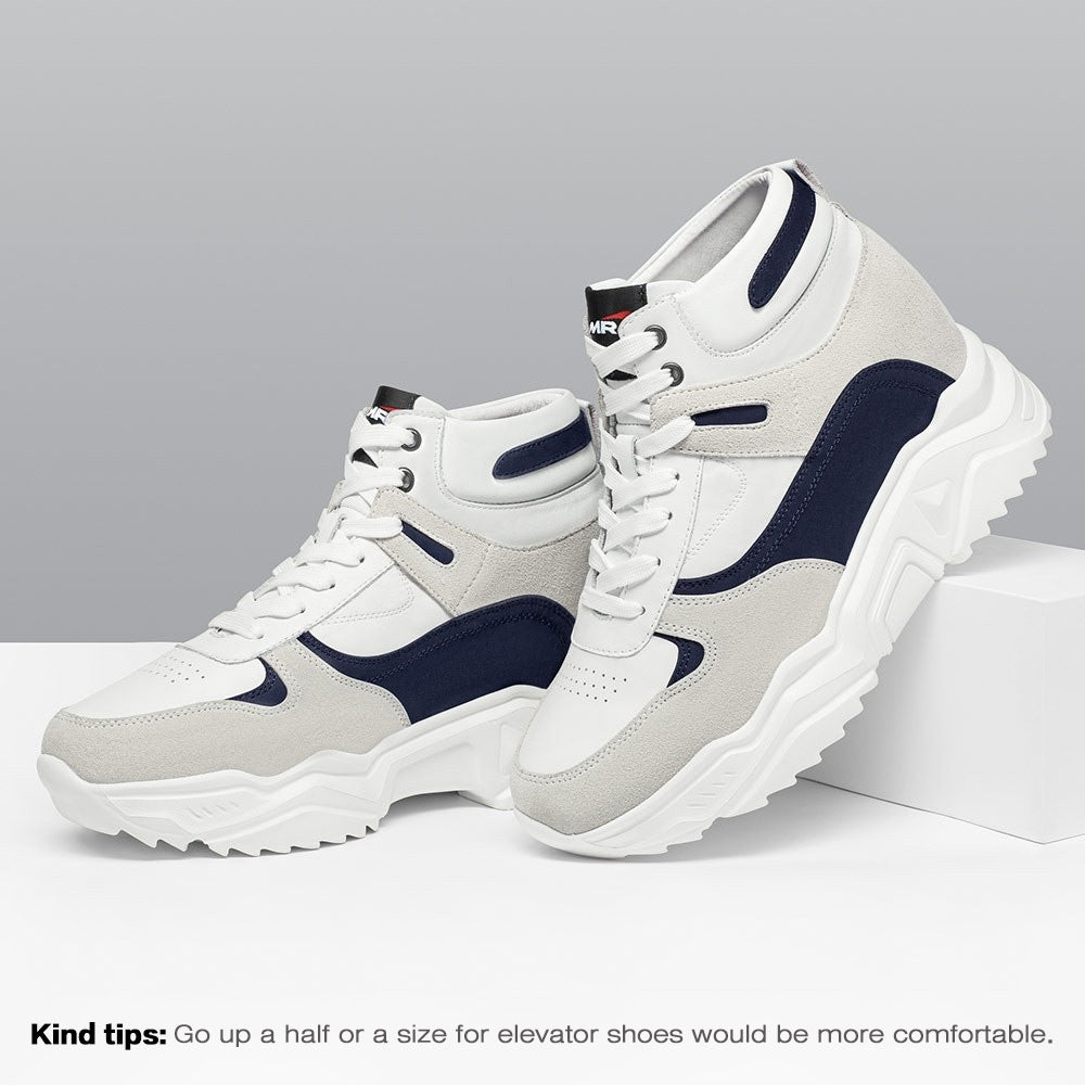 10 CM / 3.94 Inches - CMR Chamaripa Height Increasing Shoes For Men - Shoe Lifts To Increase Height - Men's High Top Suede Leather Sneakers