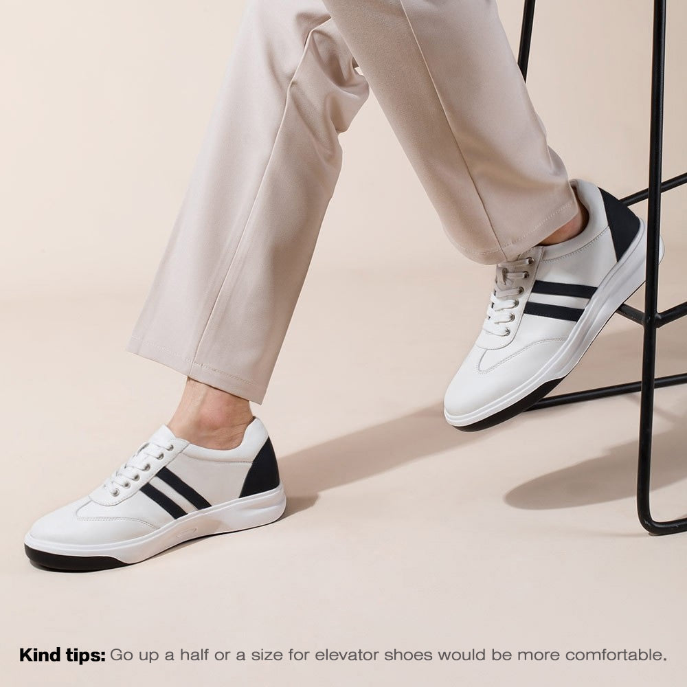 7 CM / 2.76 Inches CMR CHAMARIPA Elevator Sneakers - Height Enhancing Shoes - Casual Men's White Sneakers