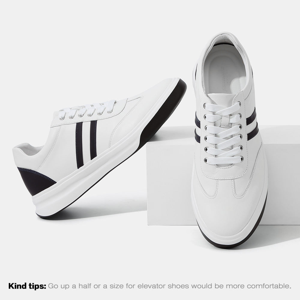7 CM / 2.76 Inches CMR CHAMARIPA Elevator Sneakers - Height Enhancing Shoes - Casual Men's White Sneakers