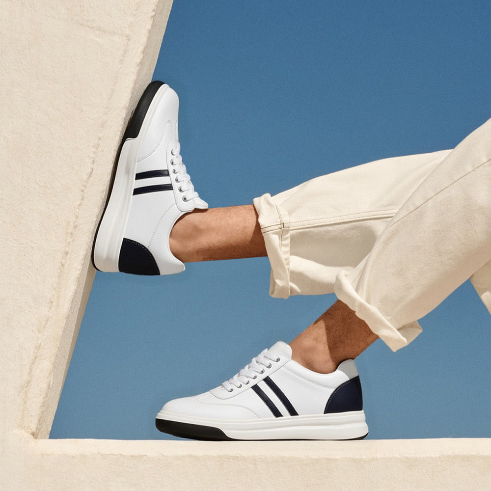 7 CM / 2.76 Inches CMR CHAMARIPA Elevator Sneakers - Height Enhancing Shoes - Casual Men's White Sneakers
