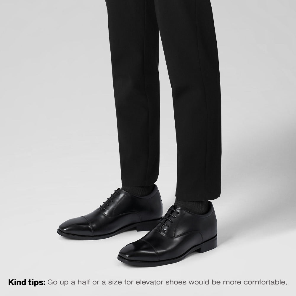 6 CM /2.36 Inches CMR CHAMARIPA Sophisticated Black Leather Oxford Elevator Shoes