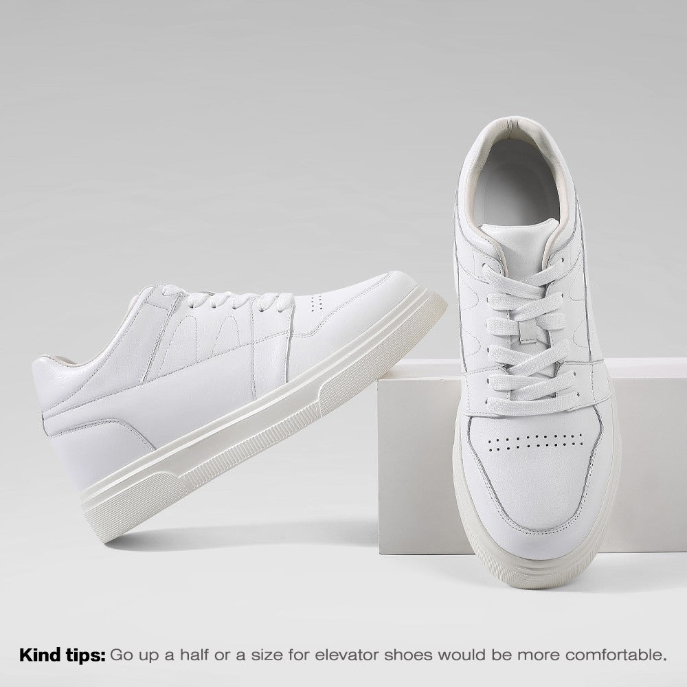 8 CM/3.15 Inches CMR CHAMARIPA Stylish White Leather Elevator Sneakers for Men