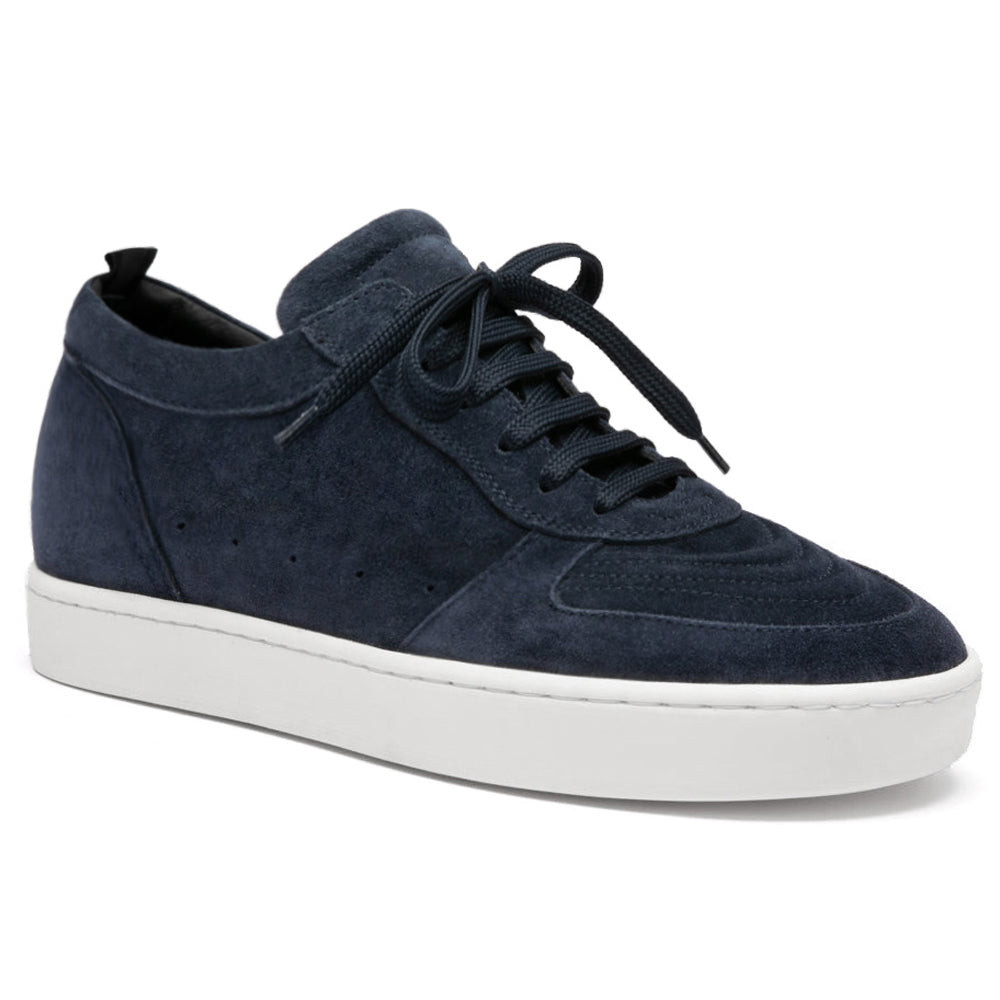 7 CM/2.76 Inches CMR CHAMARIPA Men's Dark Blue/Dark Green/Brown/Black Suede Elevator Sneakers - Casual Height Increasing Shoe
