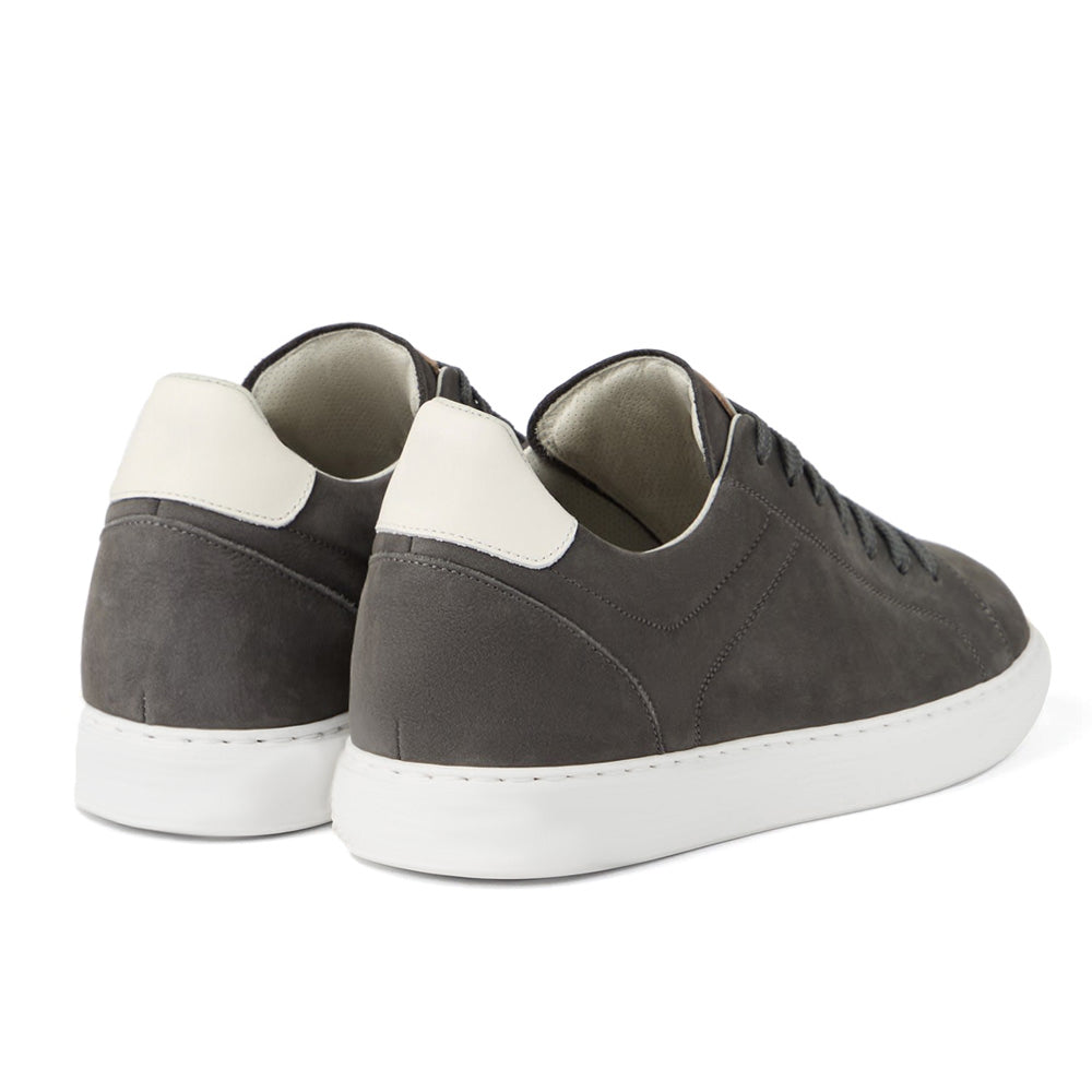 7 CM/2.76 Inches CMR CHAMARIPA CMR Chamaripa Men's Elevator Sneakers - Dark Grey/Beige/Blue Nubuck Calfskin Height Increasing Shoes