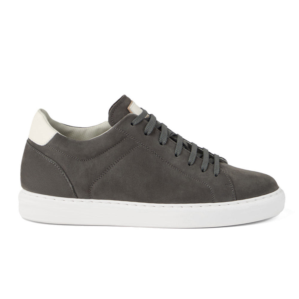 7 CM/2.76 Inches CMR CHAMARIPA CMR Chamaripa Men's Elevator Sneakers - Dark Grey/Beige/Blue Nubuck Calfskin Height Increasing Shoes