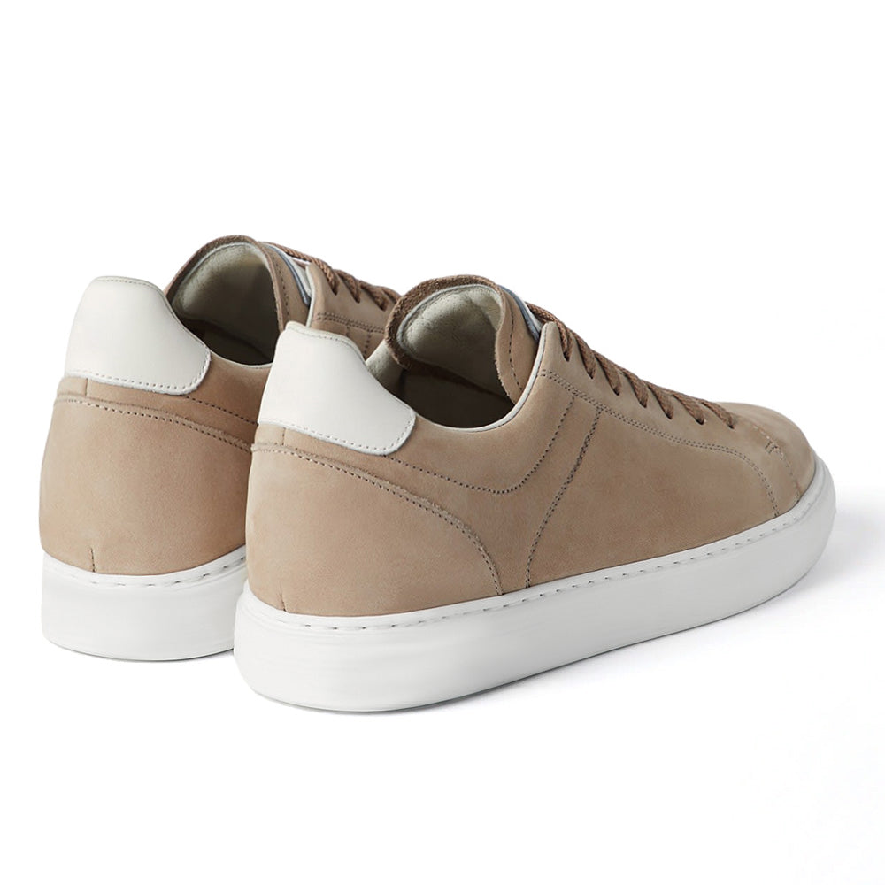 7 CM/2.76 Inches CMR CHAMARIPA CMR Chamaripa Men's Elevator Sneakers - Dark Grey/Beige/Blue Nubuck Calfskin Height Increasing Shoes