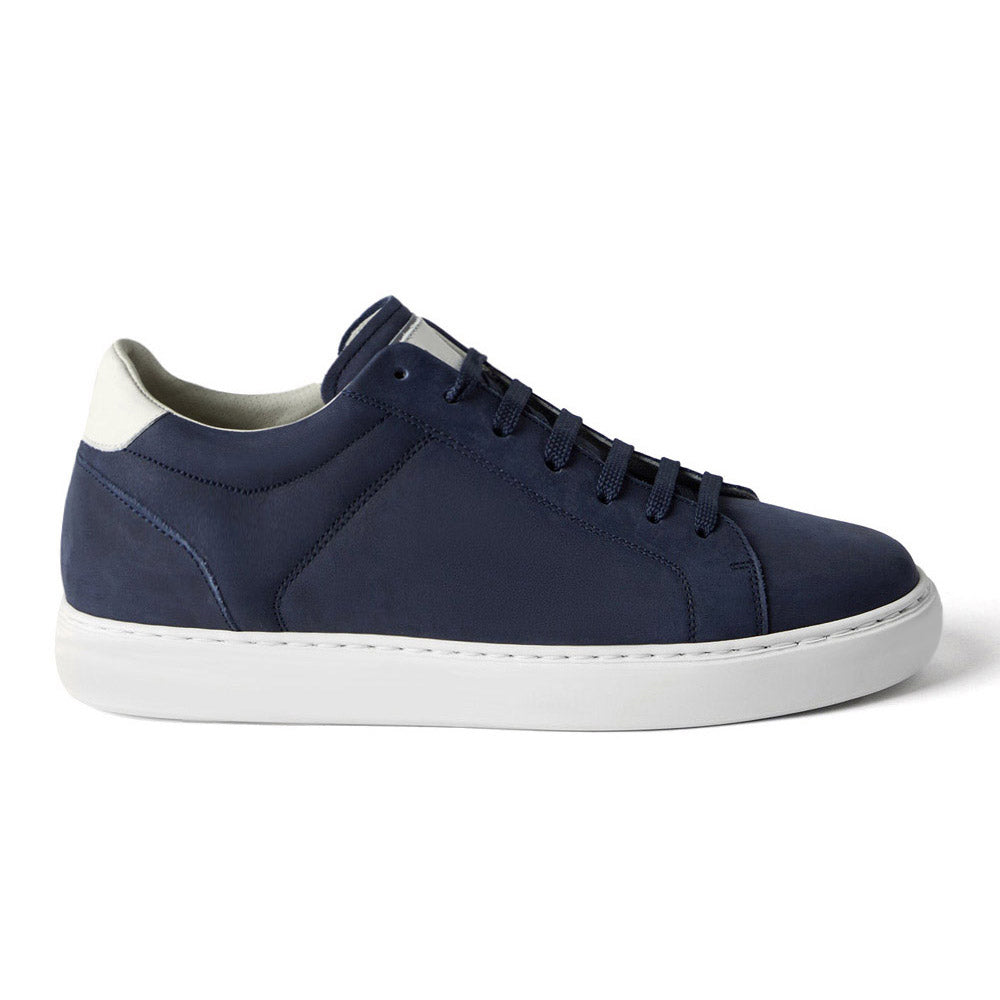 7 CM/2.76 Inches CMR CHAMARIPA CMR Chamaripa Men's Elevator Sneakers - Dark Grey/Beige/Blue Nubuck Calfskin Height Increasing Shoes
