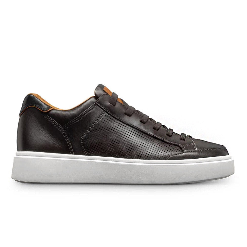 7 CM/2.76 Inches CMR CHAMARIPA Men's Brown/Dark Brown Leather Casual Elevator Sneakers – Handcrafted Lace-up Shoes