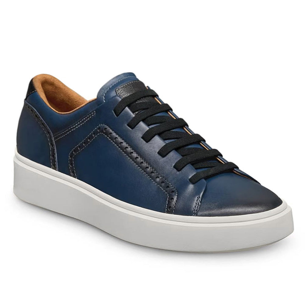 7 CM/2.76 Inches CMR CHAMARIPA Men's Dark Blue/ Light Brown/Grey/Black Brogue Leather Sneakers – Handcrafted Elevator Shoe
