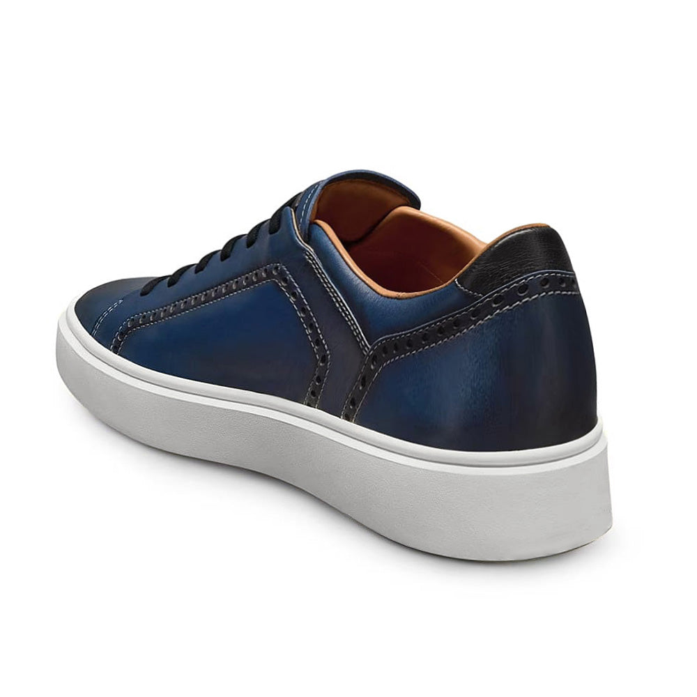 7 CM/2.76 Inches CMR CHAMARIPA Men's Dark Blue/ Light Brown/Grey/Black Brogue Leather Sneakers – Handcrafted Elevator Shoe