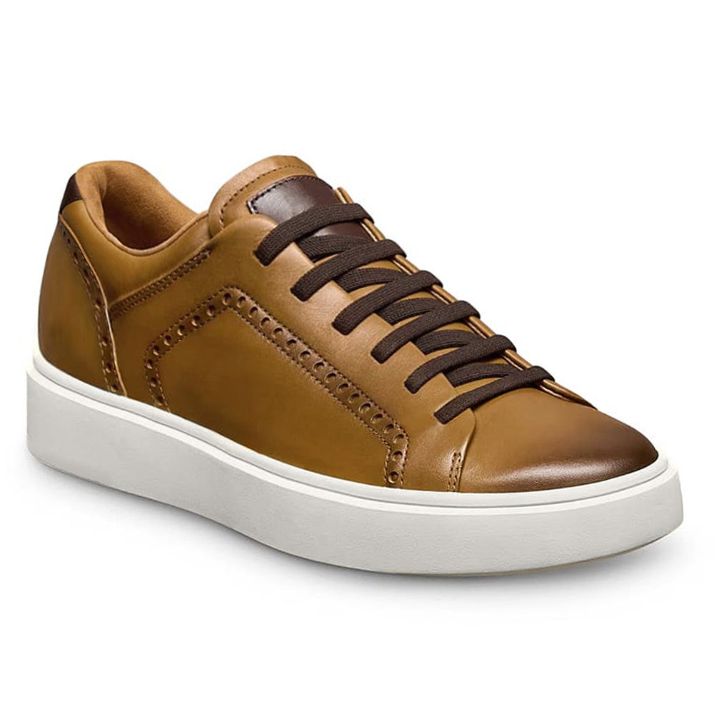 7 CM/2.76 Inches CMR CHAMARIPA Men's Dark Blue/ Light Brown/Grey/Black Brogue Leather Sneakers – Handcrafted Elevator Shoe