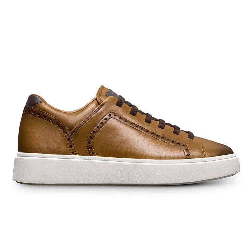 7 CM/2.76 Inches CMR CHAMARIPA Men's Dark Blue/ Light Brown/Grey/Black Brogue Leather Sneakers – Handcrafted Elevator Shoe