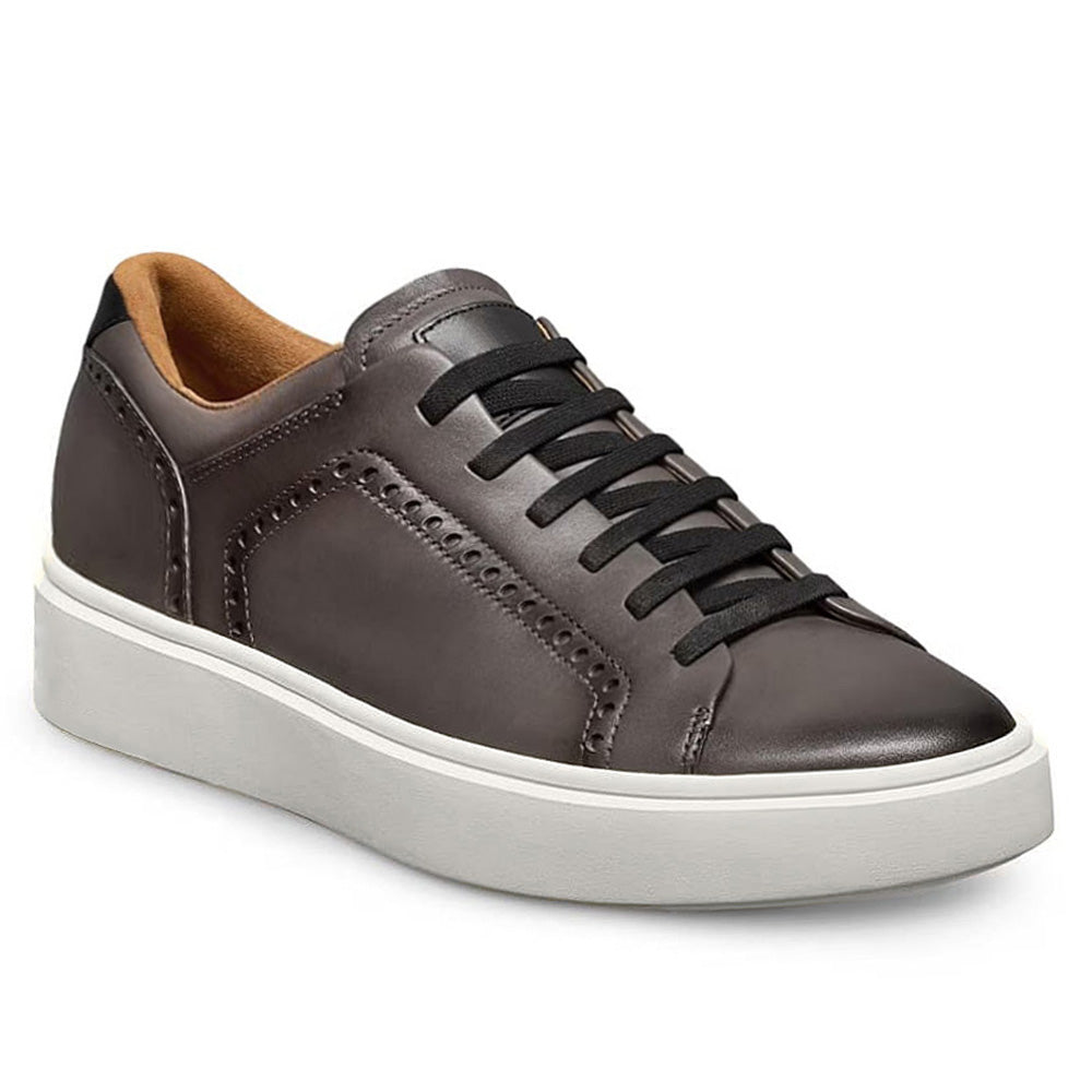 7 CM/2.76 Inches CMR CHAMARIPA Men's Dark Blue/ Light Brown/Grey/Black Brogue Leather Sneakers – Handcrafted Elevator Shoe