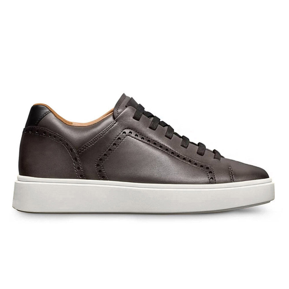 7 CM/2.76 Inches CMR CHAMARIPA Men's Dark Blue/ Light Brown/Grey/Black Brogue Leather Sneakers – Handcrafted Elevator Shoe