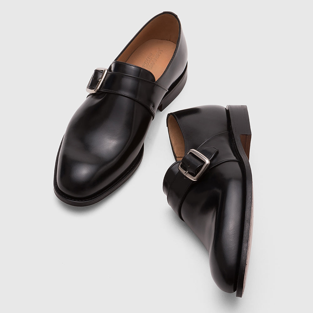 5CM / 1.95 Inches CMR CHAMARIPA Men's Height Increasing Shoes | Premium Calfskin Leather Monk Strap Shoes (Black/Brown)
