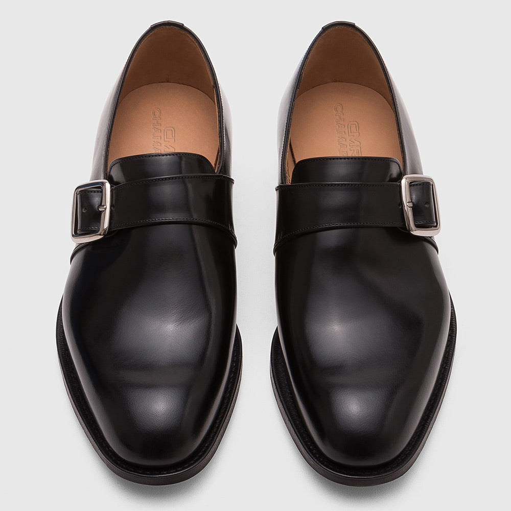 5CM / 1.95 Inches CMR CHAMARIPA Men's Height Increasing Shoes | Premium Calfskin Leather Monk Strap Shoes (Black/Brown)