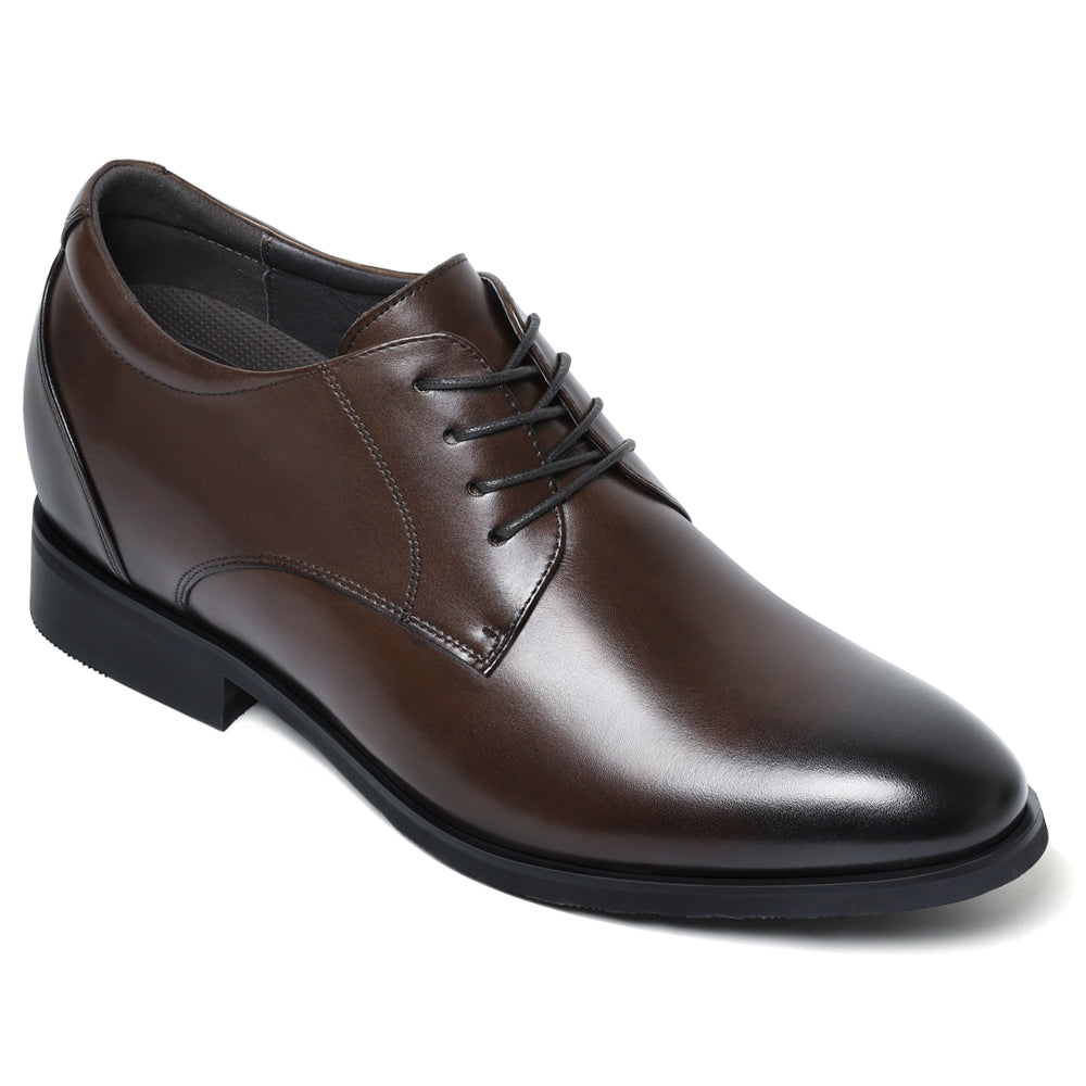 7CM / 2.76 Inches CMR CHAMARIPA Men's Shoes With Higher Heels | Brown Leather Dress Shoes That Make You Taller