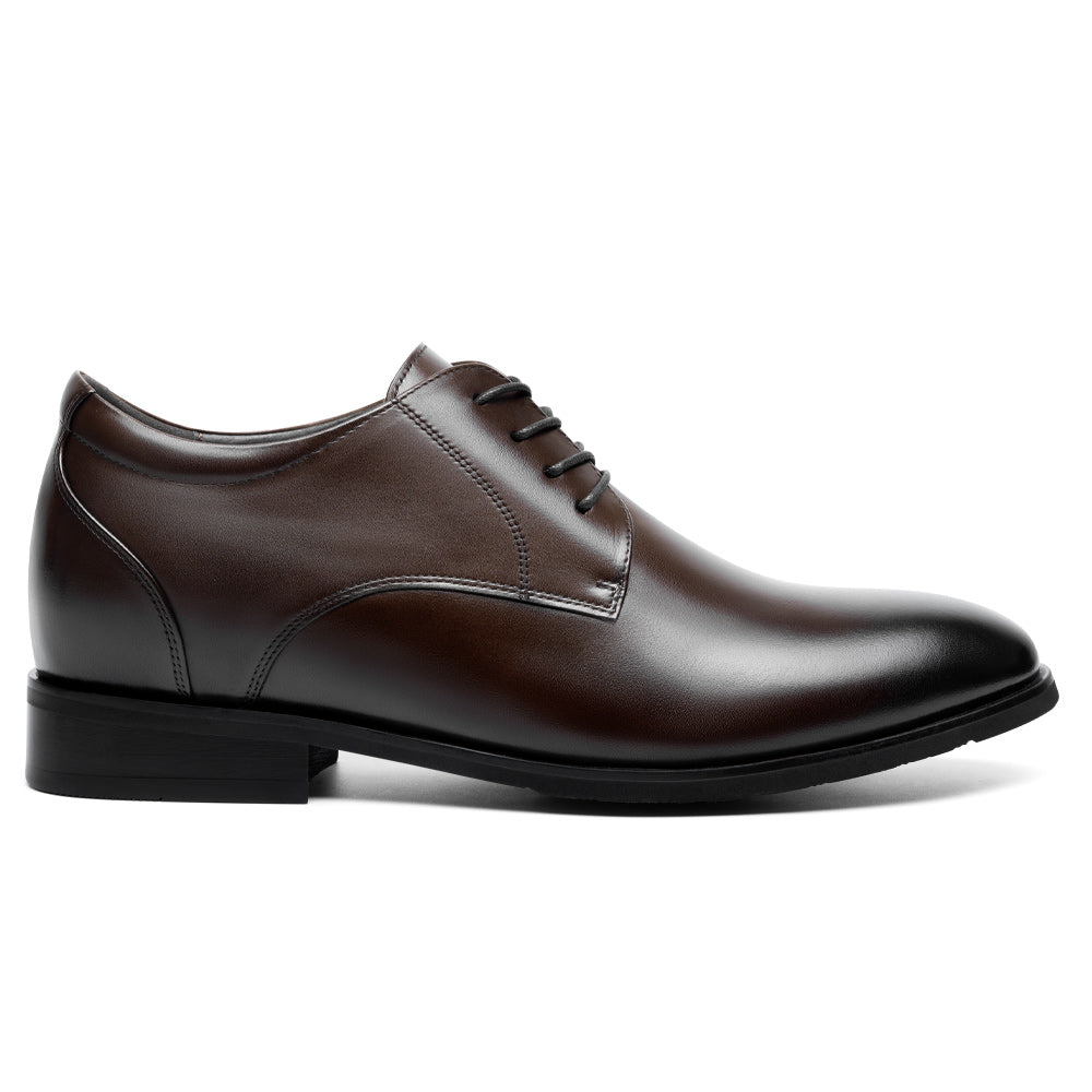 7CM / 2.76 Inches CMR CHAMARIPA Men's Shoes With Higher Heels | Brown Leather Dress Shoes That Make You Taller