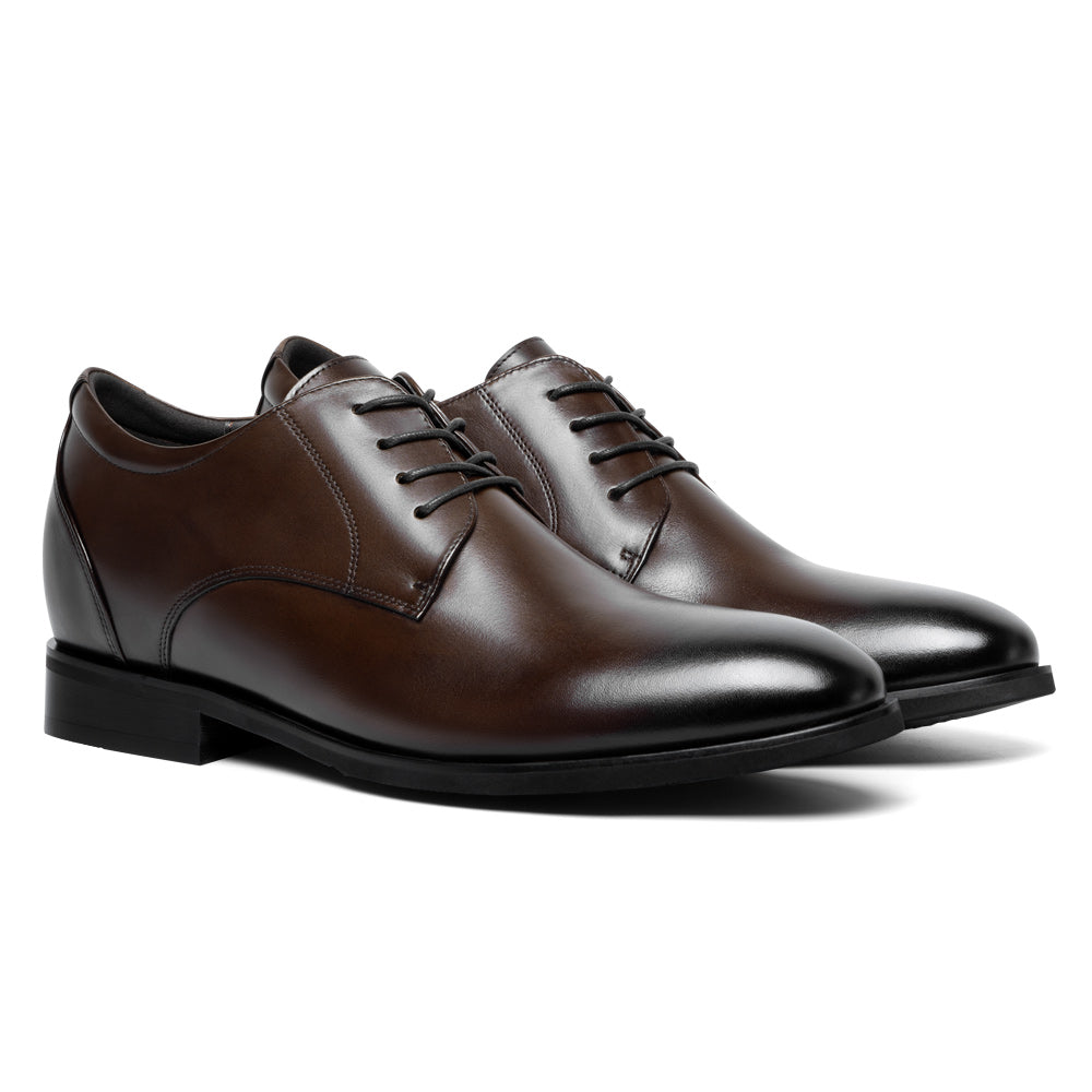 7CM / 2.76 Inches CMR CHAMARIPA Men's Shoes With Higher Heels | Brown Leather Dress Shoes That Make You Taller