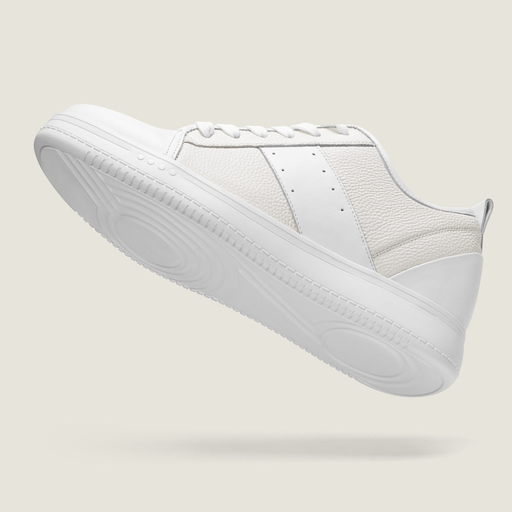 8 CM / 3.15 Inches CMR Chamaripa Men's Invisible Height Increasing Shoes - White Leather Everyday Casual Shoes
