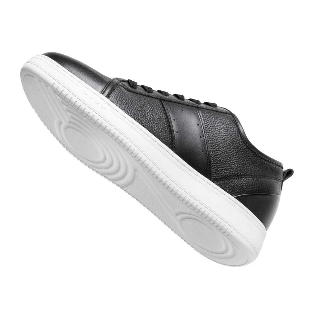 8CM/ 3.15 Inches CMR CHAMARIPA Casual Height Increasing Sneakers – Black Leather Men's Elevator Shoes