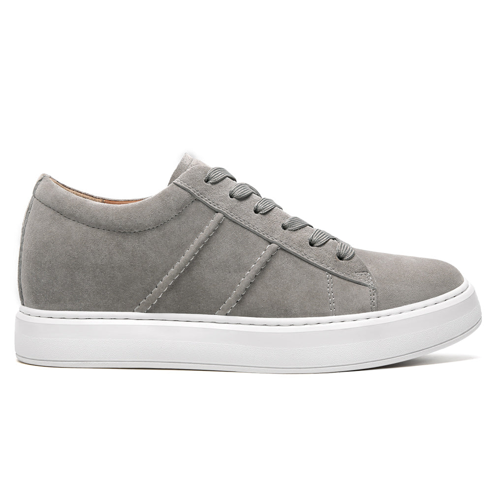 7CM / 2.76 Inches CMR CHAMARIPA Men's Hidden Height Increasing Shoes - Gray Suede Everyday Casual Shoes