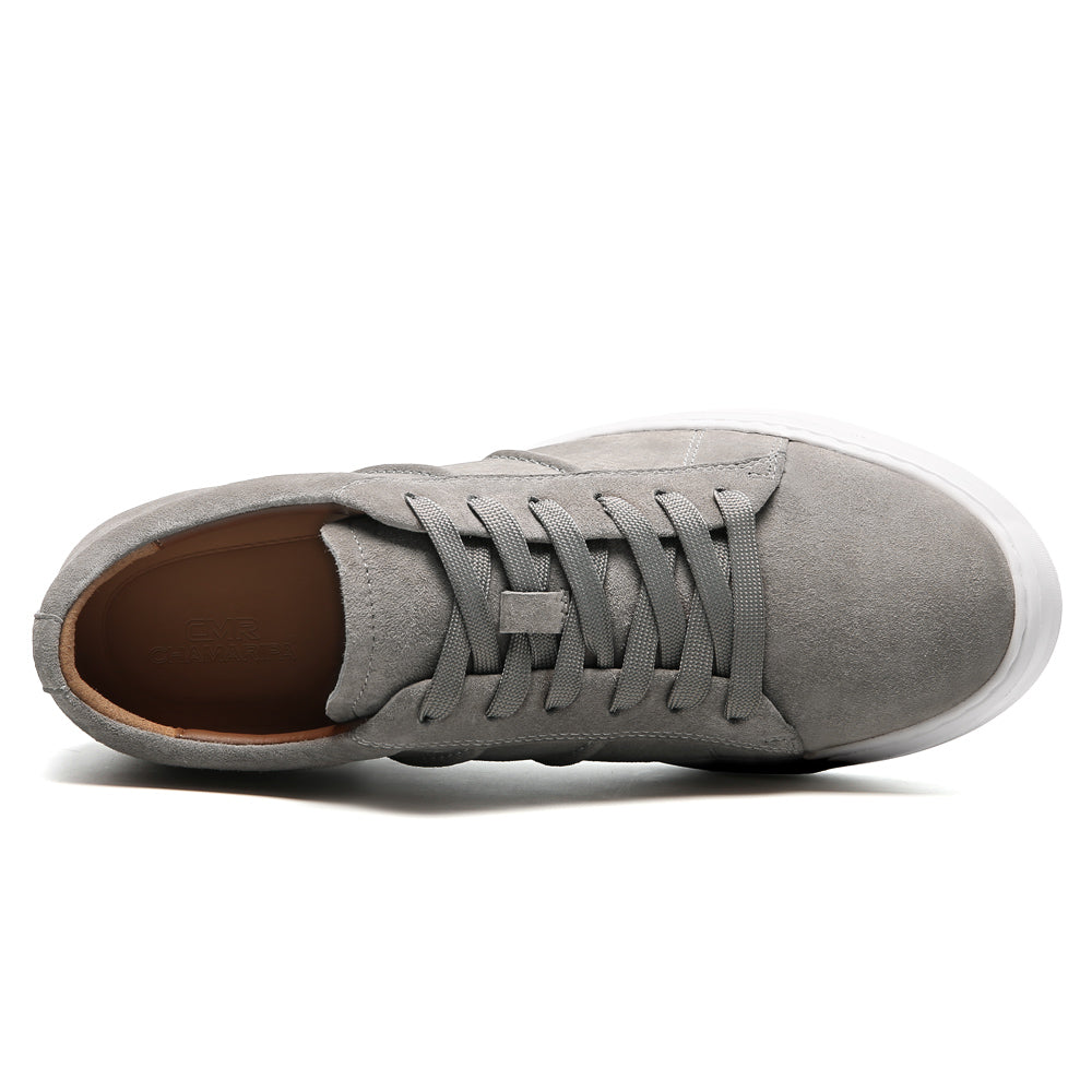 7CM / 2.76 Inches CMR CHAMARIPA Men's Hidden Height Increasing Shoes - Gray Suede Everyday Casual Shoes