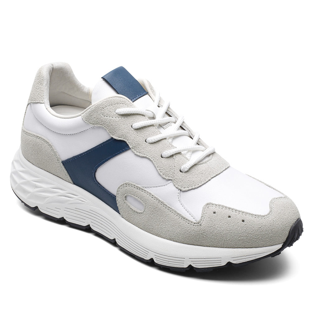 8 CM/3.15 Inches CMR CHAMARIPA Men’s Off-White Leather & Suede