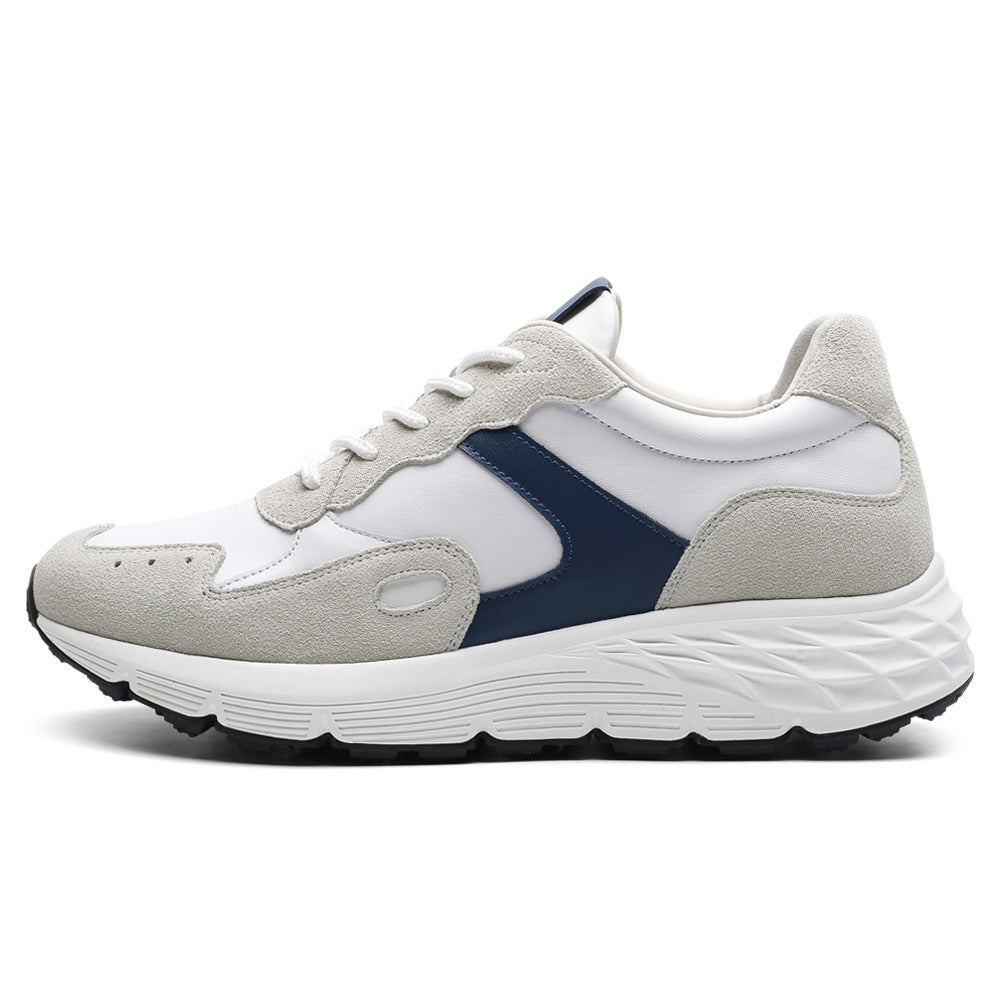 8 CM/3.15 Inches CMR CHAMARIPA Men’s Off-White Leather & Suede