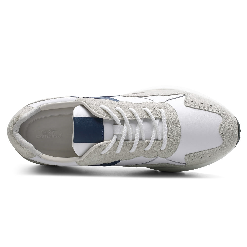 8 CM/3.15 Inches CMR CHAMARIPA Men’s Off-White Leather & Suede