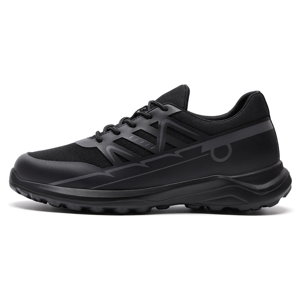 8CM / 3.15 Inches CMR CHAMARIPA Men's Hidden Heel Shoes | Black Mesh Elevator Sneakers